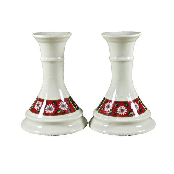 Charlton Hall Kobe Classic Traditions Christmas Horn Candlestick Holder Set of 2 - Picture 8 of 15